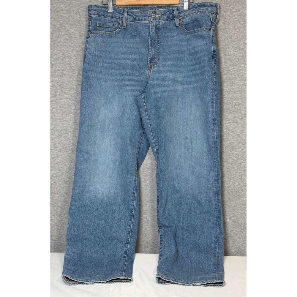Old Navy OG Loose High Rise Jeans Womens 16 Wide Leg Secret Smooth Pockets Blue